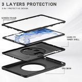 PROTECTION Hand Strap Series Case for Samsung Galaxy Tab S8+, Tab S9+ and Tab S9 FE+ - Black