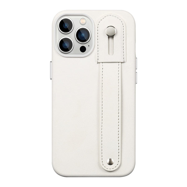 FingerGrip Series Case Faux Leather with Magsafe for Apple iPhone 14 Pro - White