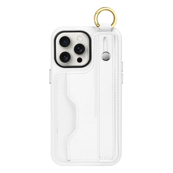 Fingergrip Case with Card Slot for iPhone 15 Pro Max - White