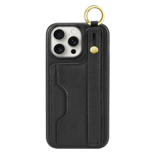 Fingergrip Case with Card Slot for iPhone 15 Pro Max - Black