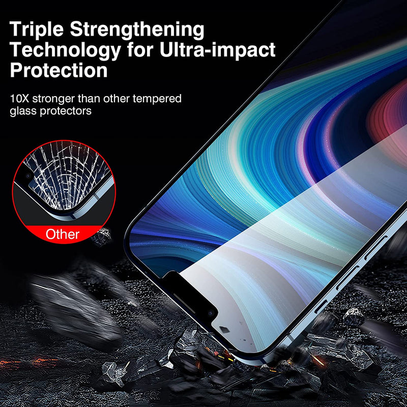 ZeroDamage HD Privacy Tempered Glass Screen Protector for Apple iPhone 13 and iPhone 14 (2-Pack)