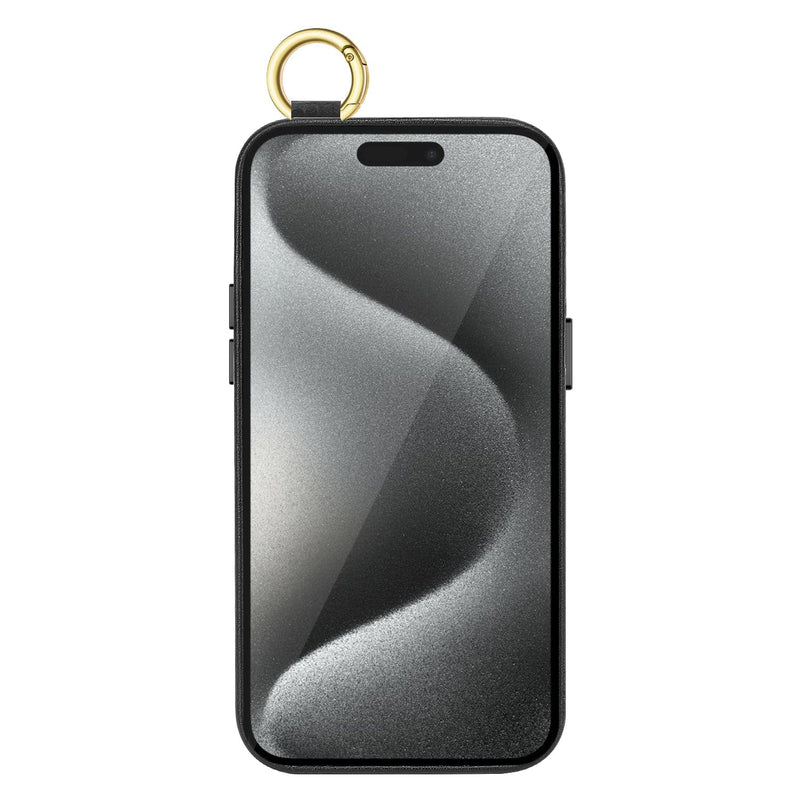 Fingergrip Case with Card Slot for iPhone 15 Pro Max - Black