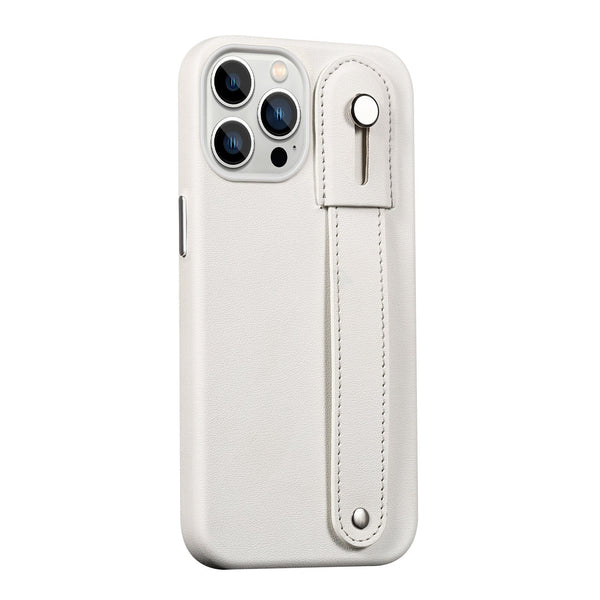 FingerGrip Series Case Faux Leather with Magsafe for Apple iPhone 14 Pro - White