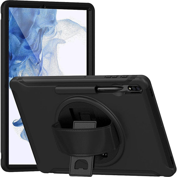 PROTECTION Hand Strap Series Case for Samsung Galaxy Tab S8 Ultra and Tab S9 Ultra - Black