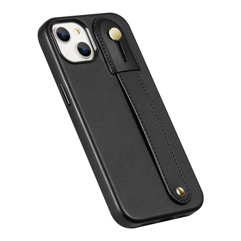 FingerGrip Series Case Faux Leather with Magsafe for Apple iPhone 14 Plus - Black