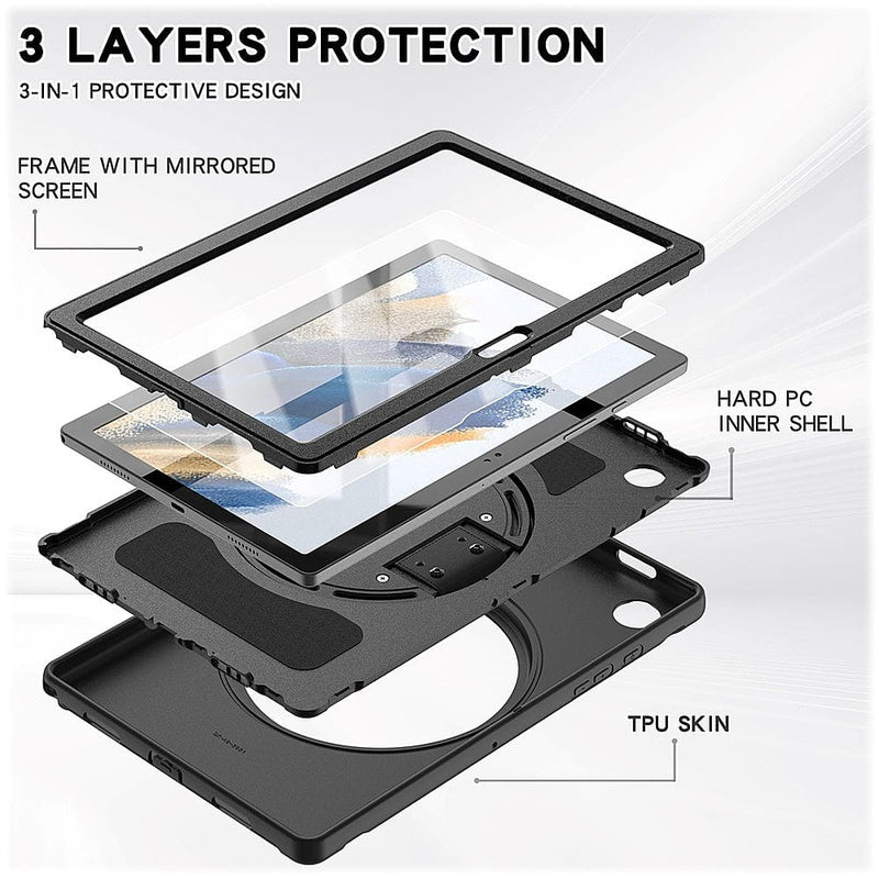 PROTECTION Hand Strap Series Case for Samsung Galaxy Tab A8 - Black