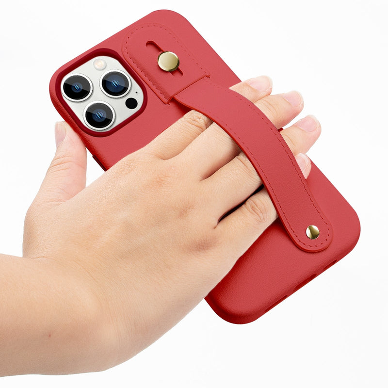 FingerGrip Series Case Faux Leather with Magsafe for Apple iPhone 14 Pro Max - Red