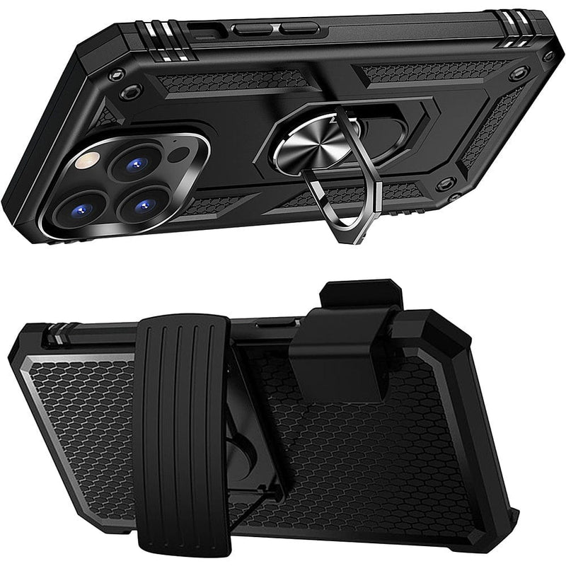 Military Kickstand Series Case with Belt Clip for Apple iPhone 14 Pro - Black