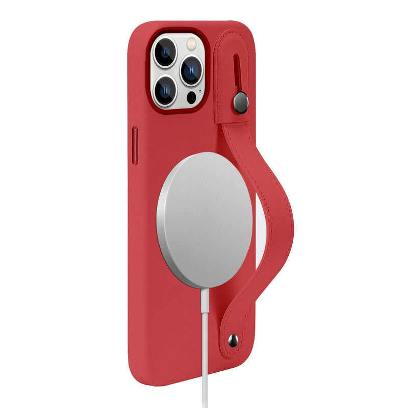 FingerGrip Series Case Faux Leather with Magsafe for Apple iPhone 14 Pro Max - Red