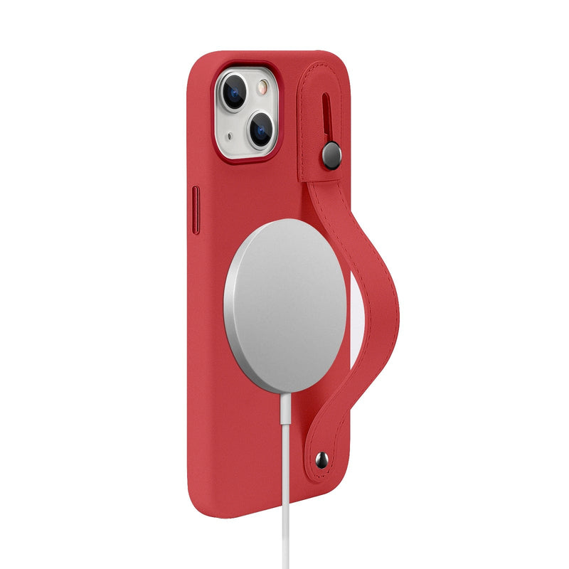 FingerGrip Series Case Faux Leather with Magsafe for Apple iPhone 14 Plus - Red